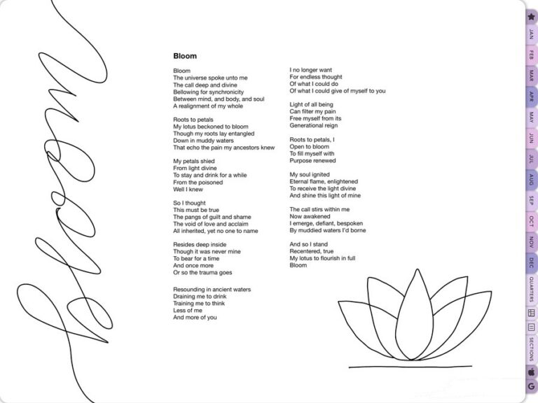 First page of literary work: Bloom Ashley Mathew