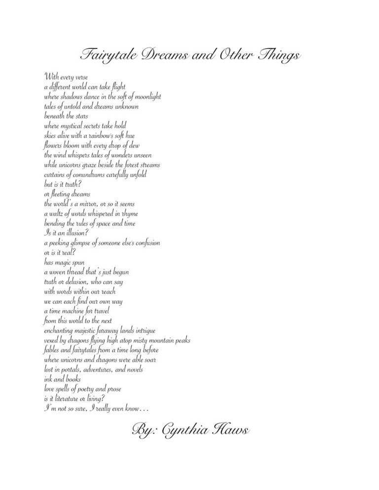First page of the literary work: Fairytale Dreams and Other Things