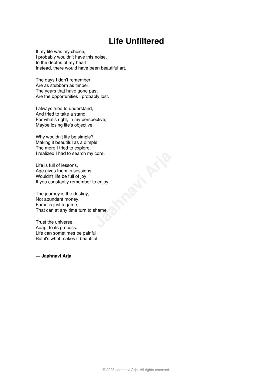 Life Unflitered Jaahnavi Arja