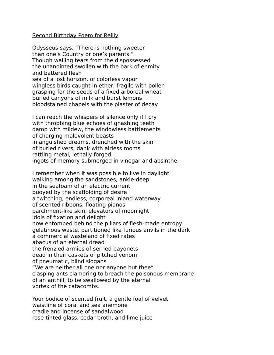 Second Birthday Poem for Reilly Christopher Belport