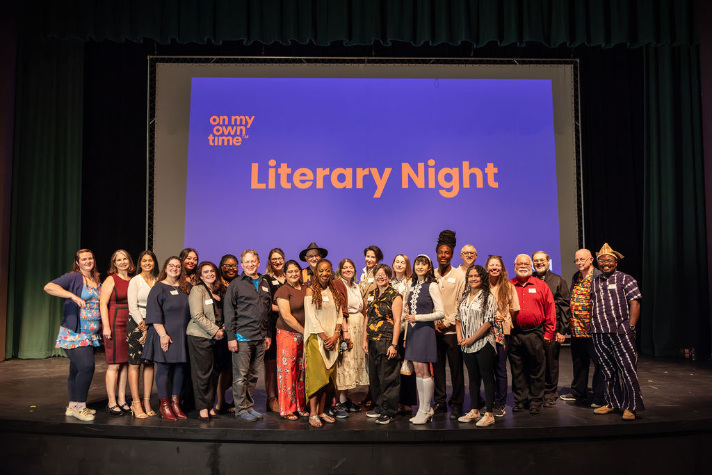 2026 On My Own Time Literary Night readers on stage at Dallas College